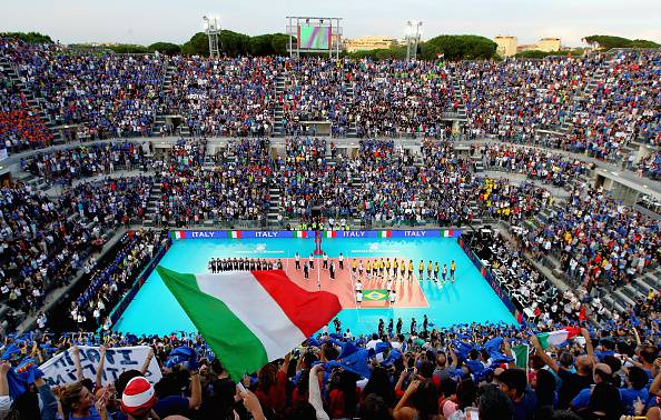 ROME, ITALY - JUNE 19: A general view of the FIVB Volleyball World League match between Italy and Brazil at Foro Italico on June 19, 2015 in Rome, Italy. (Photo by Paolo Bruno/Getty Images)